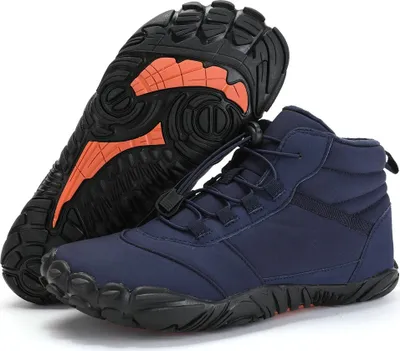 Produktbild von ASKSA Herren Damen Winter Barfussschuhe Gefuettert Warm Winterstiefel Wasserdicht Schneestiefel, Blau, Groesse: 43