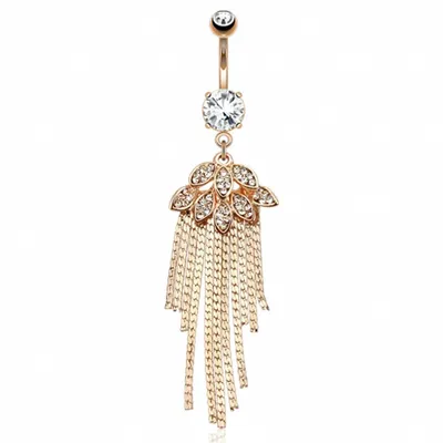 Produktbild von Taffstyle Bauchnabelpiercing Bauchnabelpiercing Roségold Kristall Blätter Ketten Anhänger