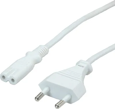 Produktbild von VALUE Netzkabel Euro-Flachstecker auf C7, 2polig, weiß, 1 m