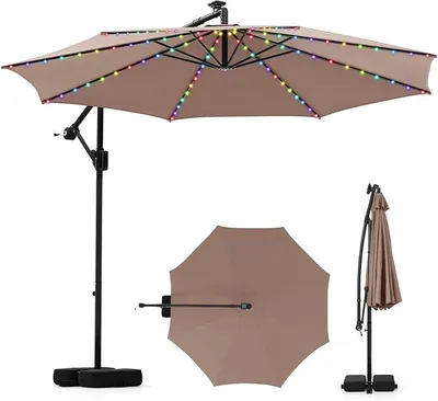 Imagen del producto de Sombrilla de 300 cm con soporte y iluminación LED