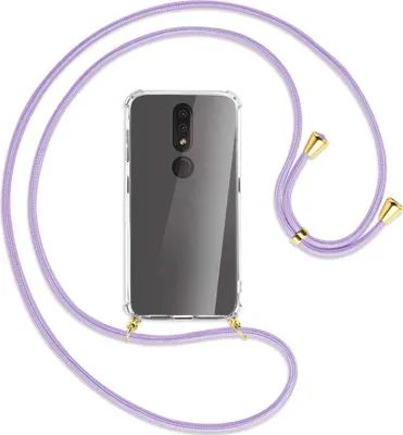 Produktbild von Handykette Backcover-Schutzhülle mit Band (Metall goldfarben) für Nokia 4.2 - violett