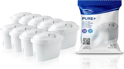 Obrázok produktu pre 9-dielna náhradná filtračná súprava Aqualogis Pure+ - kompatibilná s Brita Maxtra+, Brita Maxtra Style Marella Cool Mavea Elemaris XL Brita Fun Water Jug