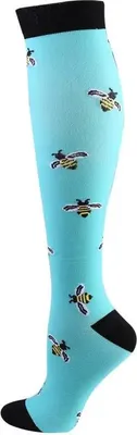 Produktbild von BeinFit™ Kompressionsstrümpfe Stützstrümpfe Damen Kompression Thrombose Socken: Sky Bee Pattern / 40.5-45 (L-XL)