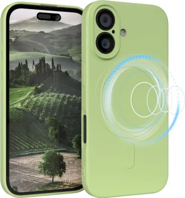 Produktbild von EAZY CASE - Silikonhülle magnetisch für Apple iPhone 16, Hülle Silikon, weich stoßfeste Magnet Handyhülle, Schutzhülle mit Kameraschutz, TPU Bumper in Grün