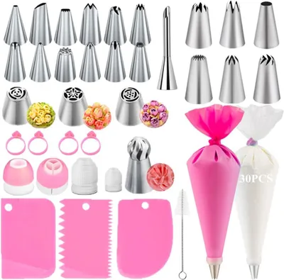 Produktbild von 66tlg Spritzbeutel Set Mit 6 Spritztüllen Für Torten Dekoration