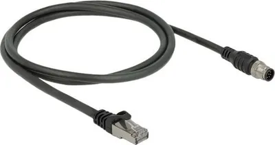 Produktbild von DELOCK Cable RJ45 > M12 plug 8 pin A-coded Cat.5e SFTP 1M