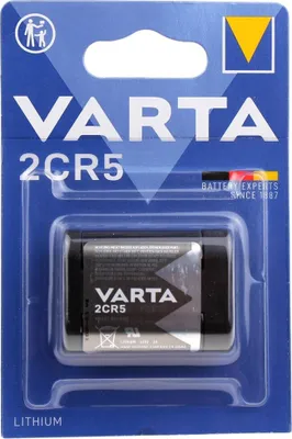 A Varta Lithium 2CR5 battery in its retail packaging.