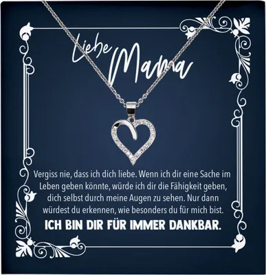 Produktbild von 22Feels Echt Silber Halskette - Liebe Mama Geschenk Geburtstag Muttertag Mutter Schmuck Set für Frauen - Herz Anhänger, Karte