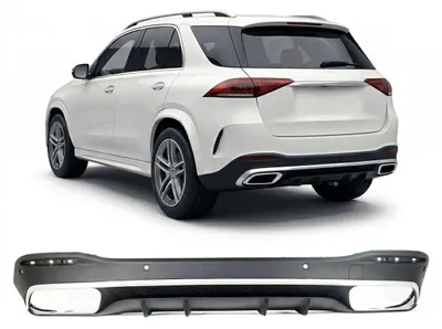 Productafbeelding van Sportieve achterdiffusor met chroom eindstukken, geschikt voor de Mercedes GLE SUV (V167) vanaf 2018