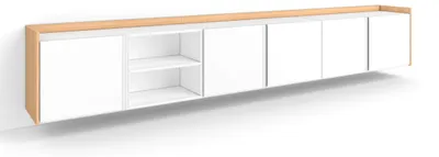 Image de Meuble tv effet bois blanc et chêne 309x35x50cm suspendu