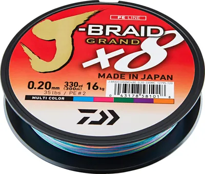 Immagine prodotto di DAIWA J-Braid Grand 8-Braid, 150m, 0,13mm, 8,5kg / 19lbs, multicolore, filo da pesca intrecciato, 12795-013
