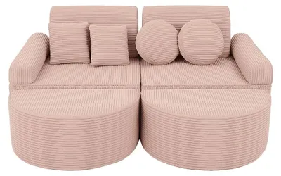 Immagine prodotto di Divano Pocket 120 cm in velluto a coste, 12 pezzi, AESTHETIC, per bambini, modulabile, imbottitura in schiuma OEKO-TEX, gioco