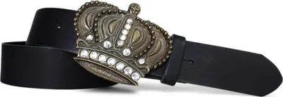 Produktbild von Trachtengürtel Damen Echtleder 4 cm, Krone-Schnalle messing Strass, FRONHOFER
