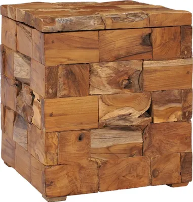 Image de The Living Store Tabouret avec espace de rangement en teck massif