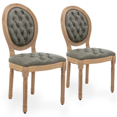 Produktbild von 2er-Set Vintage-Esszimmerstühle, französischer Landhausstil, Esszimmerstuhl-Set für zwei Personen