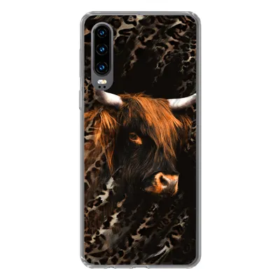 Produktbild von MuchoWow® Handyhülle Schutzhülle Hülle für Huawei P30 Schottischer Highlander - Pantherdruck - Schwarz Silikon Softcase Handy Hülle - Kartenbesitzer