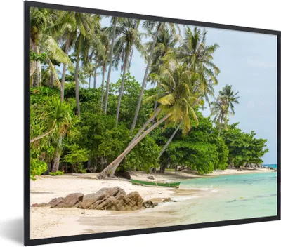 Produktbild von MuchoWow® Gerahmtes Poster Palmen - Strand - Sommer - Tropisch 80x60 cm - Poster mit Schwarzem Bilderrahmen Wandposter Rahmen Foto Bilder - Schwarzem - Mit Gestell