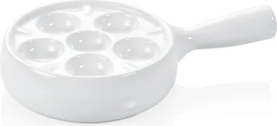 Produktbild von 12x Schneckenpfanne für 6 Schnecken mit Stielgriff Ø 12 cm weiß, Porzellan