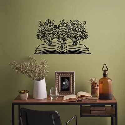 Produktbild von Wallity, Flower- SKL2468, Schwarz, Sonstige Wohndekorationen, 70 x 43 cm, 100% Metall (Dicke: 1