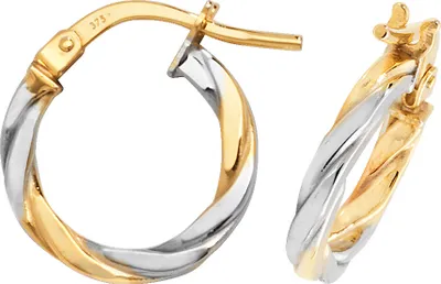 Produktbild von 9 Karat (375) Bicolor Gold Damen - Paar Creolen - 10mm; WJS15967