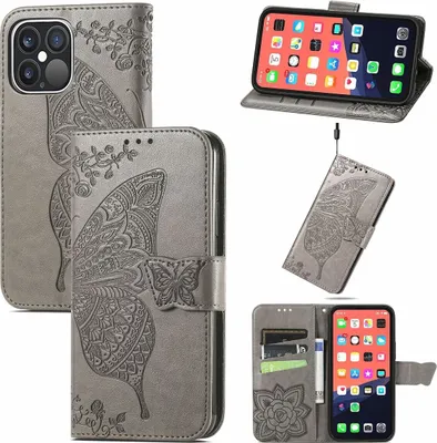 Produktbild von König Design Hülle kompatibel mit Apple iPhone 13 Pro Kunstleder Handyhülle - Handy Case Grau