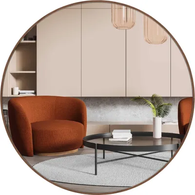 Produktbild von nielsen HOME Wandspiegel Jaron, 60 cm rund, Aluminium, Nussbaum