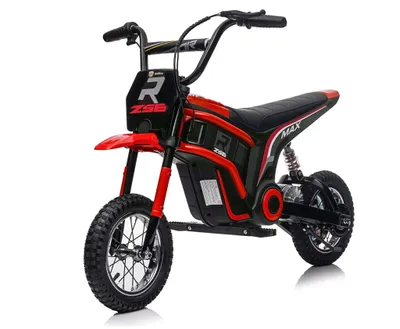 Obrázek produktu pro FINOOS dětská elektrická motorka Hurricane, elektrická motorka s 350W motorem, dojezd 8/16 KMH 20KM 12palcové pneumatiky, moto cross pro děti (červená)