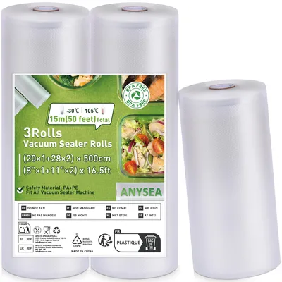 Produktbild von Anysea Vakuumierfolie Vakuumierbeutel 3 Rollen, 20 x 500 cm (1) und 28 x 500 cm