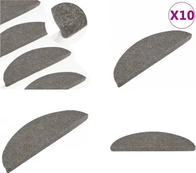 Zdjęcie produktu dla vidaXL Maty schodowe samoprzylepne 10 szt. Szare 56x17x3 cm - mata na schody - dywanik na schody - dekoracja schodów