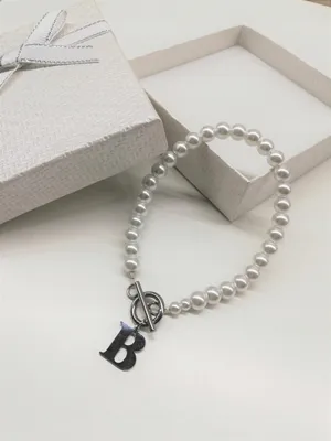 Image de Set Bracelet + Collier De Perles Avec Une Lettre