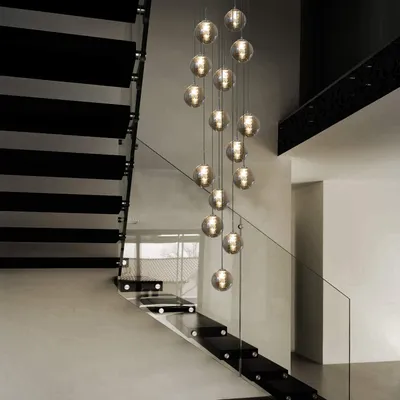 Immagine prodotto di Lampada a sospensione ZMH Villa, 15 luci, vetro ambrato, altezza regolabile. Lampada a sospensione ideale per soggiorno, sala da pranzo, camera da letto, cucina e corridoio