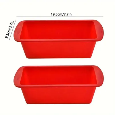 Zdjęcie produktu dla 2 formy silikonowe do pieczenia, czerwone – prostokątne, pojemność 600 ml – nieprzywierające – odporne na temperaturę do 230°C – wielokrotnego użytku – do ciast, chleba, tortów – można myć w zmywarce