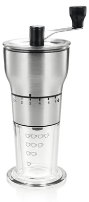 Manuelle Kaffeemühle aus Edelstahl, 22,5 cm, Silber