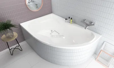 Produktbild von ECOLAM Badewanne Eckwanne Eckbadewanne Acryl weiß Dora 170x110 cm LINKS + Ablaufgarnitur Ab- und Überlauf Automatik Füße Silikon