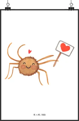 Produktbild von Mr. & Mrs. Panda Bild Spinne Agathe Motivation DIN A4 - Weiß - Geschenk, Liebe, Deko, Vertrauen, Glück, Plakat, Wandbild, wanddeko, drucke, Dankeschön