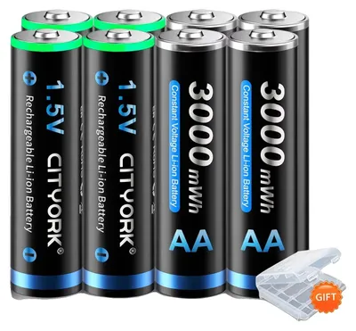 Immagine prodotto di Set di batterie ricaricabili, capacità di 3000 mWh, caricabatterie a 8 slot, 8 batterie