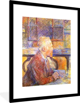 Produktbild von MuchoWow® MuchoWow® Gerahmtes Poster Porträt von Henri de Toulouse-Lautrec - Vincent van Gogh 60x80 cm - Poster mit zchwarzem Bilderrahmen - Wohnzimmer - Dekorationen - Prämie