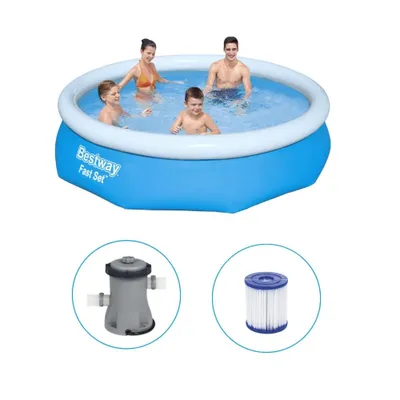 Imagen del producto de Conjunto de piscina elevable Bestway® Fast Set™ con filtro, de Ø 305 x 76 cm, color azul, forma redonda