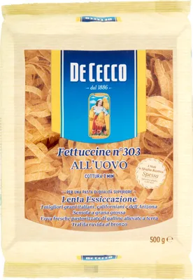 Zdjęcie produktu dla Makaron jajeczny fettuccine n. 303 all'uovo 500g - De Cecco