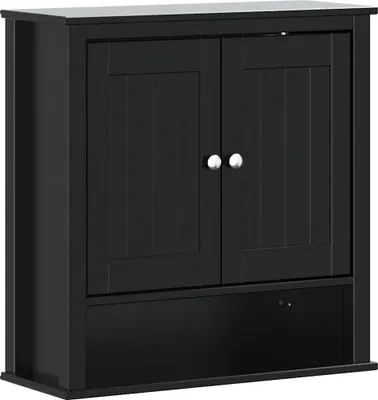 Obrázok produktu pre vidaXL Kúpeľňová nástenná skrinka BERG Black 69,5x27x71,5 cm z masívneho dreva