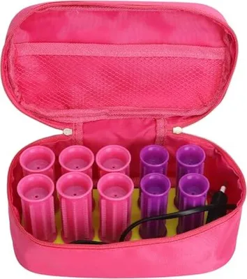 Productafbeelding van Hot Roller Set, compact met 6 grote, verwarmde rollers voor krullen, 4 kleine rollers, 10 clips, snelle opwarming in 3 minuten