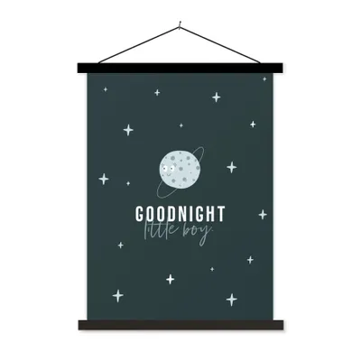 Produktbild von MuchoWow® Textilposter Sprichwörter - Gute Nacht kleiner Junge - Zitate - Baby - Kinder - Jungen 90x120 cm mit schwarzem Rahmen - Dekoration