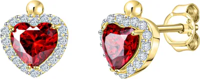 Produktbild von V Ohrstecker 375/- Gelbgold bicolor Zirkonia weiß und rot