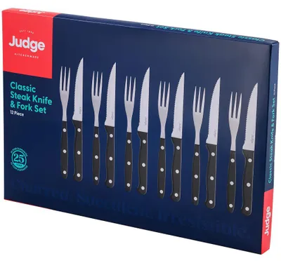 Zdjęcie produktu dla Zestaw 12 elementów z nożami i widelcami do steków – Judge Classic