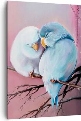 Produktbild von Bild auf Leinwand - Leinwandbild - Einteilig - Vögel Blau Zweig - 50x70cm - Wand Bild - Wanddeko - Wandbilder - Leinwanddruck - Kunstdruck - Wanddekoration - Leinwand bilder - Wandbild - PA50x70-5026