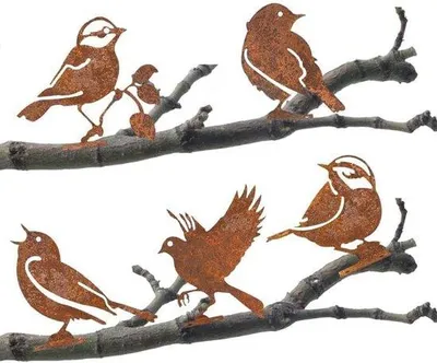 Image de Porte-oiseaux rouillés - Lot de 5 pour la décoration de jardin