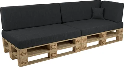 Produktbild von POKAR Palettenkissen Palettenauflagen mit abnehmbarem Bezug Palettensofa, Größe:6er Set, Farbe:Anthrazit