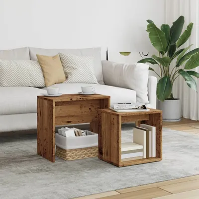 Immagine prodotto di Maison Exclusive - Set di 2 tavolini effetto legno antico Materiale ligneo