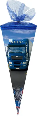 Produktbild von Nestler Schultüte Tüllv. 22 cm rund Trucks on the Road
