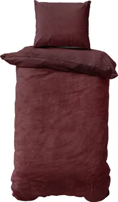 Produktbild von Müskaan 2 tlg Nicky Plüsch Bettwäsche 155x220 + 80x80 cm bordeaux  Cashmere Touch Winter Bettbezug Set mit Reißverschluss
